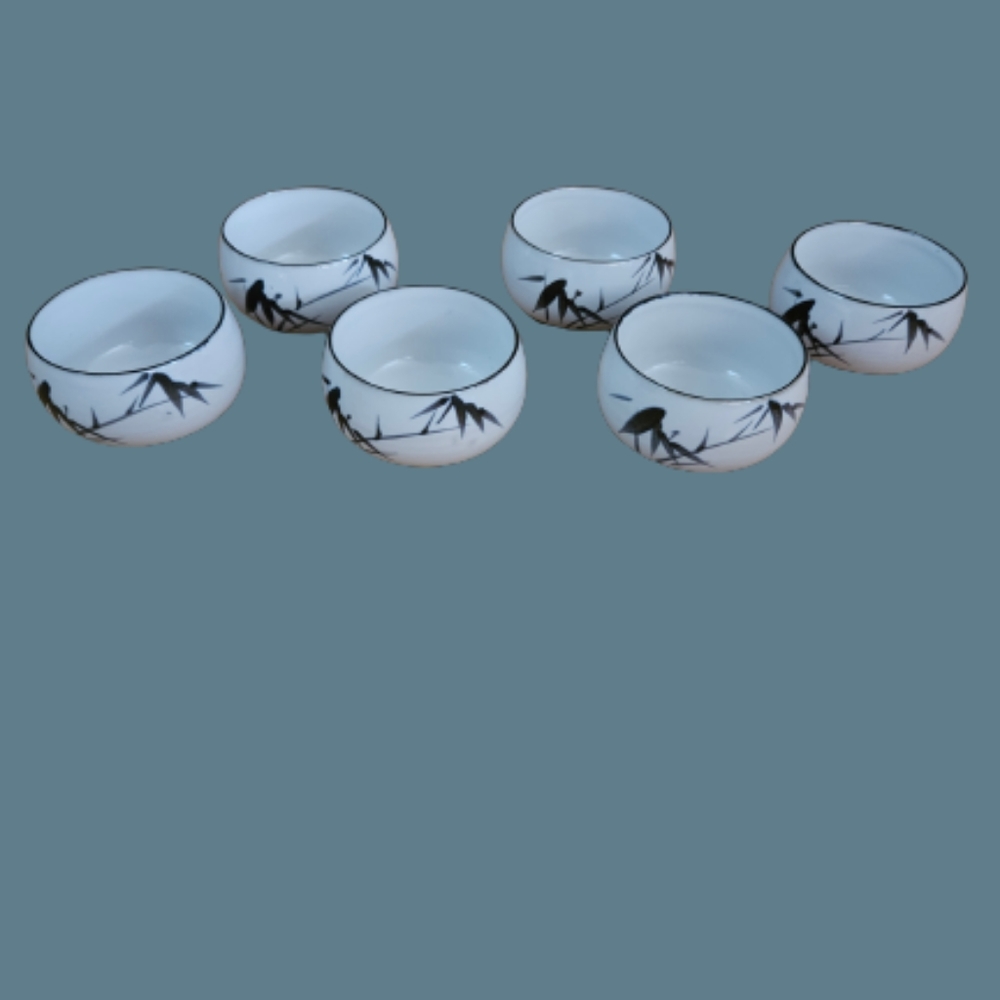 SET OF 6 OTAGIRI VINTAGE MATCHING POTTERY TEA/SAKE CUPS